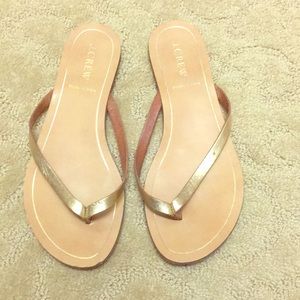J Crew Gold Flip Flops Size 7